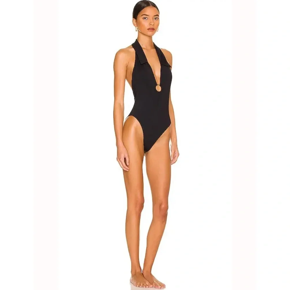 WEWOREWHAT Halter O-Ring One-Piece Swimsuit Size XS Black NEW